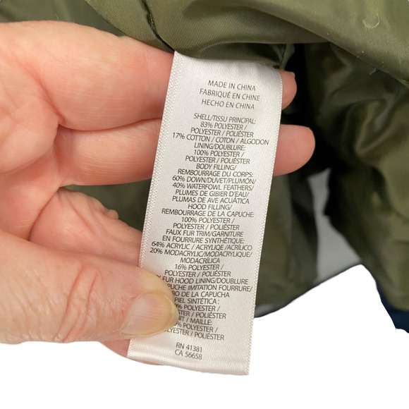 Lauren Ralph Lauren Womens Olive Green Faux‎ Fur Trim Hooded Down Puffer Small - Picture 8 of 13